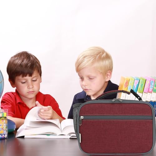 GYEUKHAM Insulated Lunch Box for School, Thermal Reusable Durable Freezable Lunch Bags for Kids Boys Girls Men Women - Small Soft Cooler Portable Lunch Tote Kit for Work Picnic Travel,Dark Red