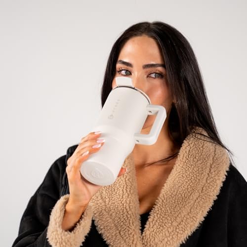 HydroJug Coffee Traveler 20oz Ceramic-Lined Mug with Handle, Linen