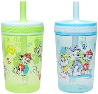 Zak Designs PAW Patrol Kelso Toddler Cups For Travel or At Home,15oz Durable Plastic Sippy Cups With Leak-Proof Design is Perfect For Kids(Chase,Marshall,Rubble & More) 15 Ounces,2 Count (Pack of 12)