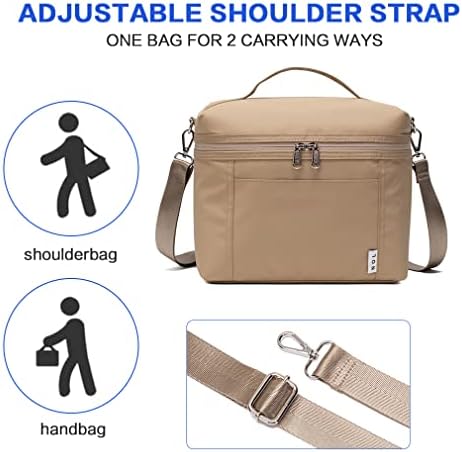 NOL 4L Insulated Lunch Bags for Women Cooler Bag Lightweight Nylon Waterproof Lunch Box for Work, Small, Khaki
