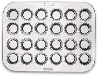 Fox Run Stainless Steel Mini Muffin & Cupcake Pan, 24 Mini Cups Baking Pan