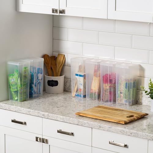 IRIS USA Flip Top Storage Containers |Made in USA| Large (4-Pack) - Clear