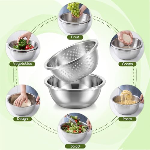 5QT Microporous Colander and Bowl Set 304 Stainless Steel Colander and Bowl