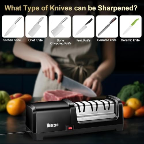 2026 New Electric Knife Sharpener for Kitchen Knives, 3-Stage Professional Sharpening System with 100% Diamond Abrasives, Precision Angle Guides, Non-Slip Base, Magnetic Dust Collector, Black