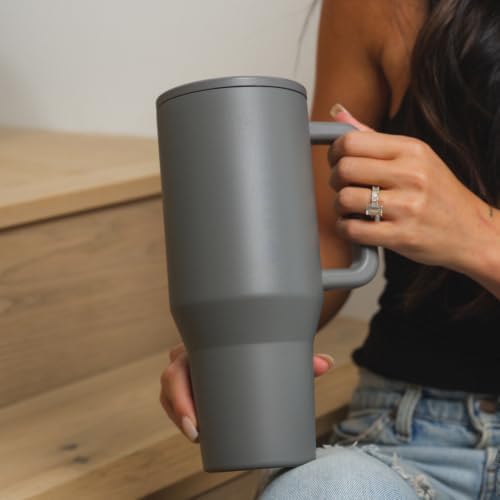 HydroJug Traveler 40oz, Insulated Tumbler with Handle & Straw, Stone