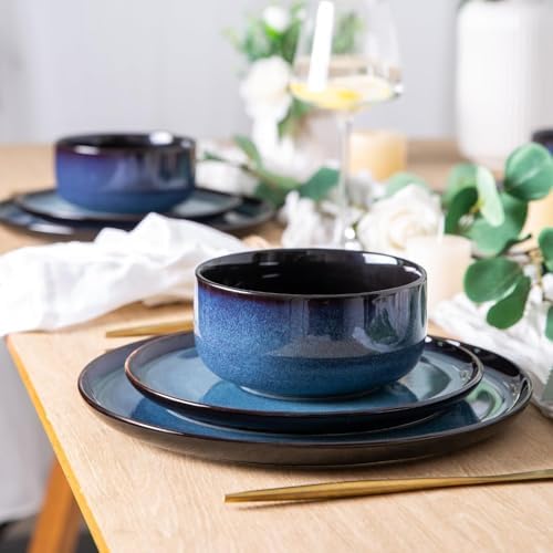 LERATIO Ceramic Plate Set of 6,8.5 Inch Reactive Glaze Salad Plates