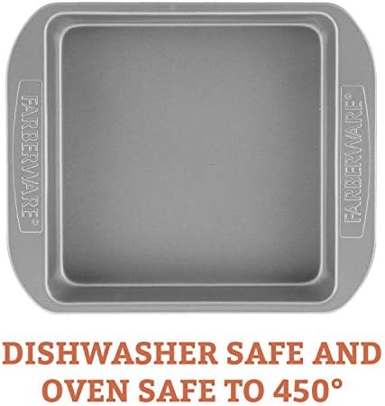 Farberware Nonstick Bakeware Baking Pan With Lid / Nonstick Cake Pan With Lid, Square - 9 Inch, Gray