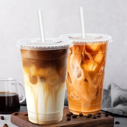 100 Pack 20 oz Plastic Cups, Clear Disposable Iced Coffee Cups