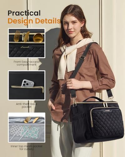 LOVEVOOK Lunch Box for Women, Wide Opening Cute Insulated Lunch Box Bag