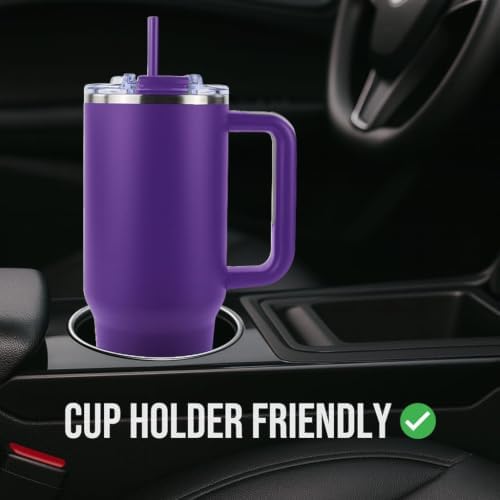 Hogg Big Swig 40oz Tumbler with Handle and Straw - Purple, 40 oz Tumbler, Insulated Cup with Handle, 40oz Water Bottle with Straw, Thermal Cups, Leak Proof Lid, Travel Mugs, Stainless Steel