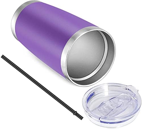 VEGOND 20oz Tumbler with Lid and Straw Stainless Steel Tumbler Cup Bulk Vacuum Insulated Double Wall Travel Coffee Mug Powder Coated Coffee Cup, Purple, 6 Pack
