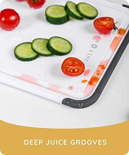 Cutting Boards for Kitchen, Plastic Cutting Board, Dishwasher Safe Cutting Board with Juice Grooves for Meat, Veggies, Fruits, Easy Grip Handle, Non-Slip (Black, 10"x7")