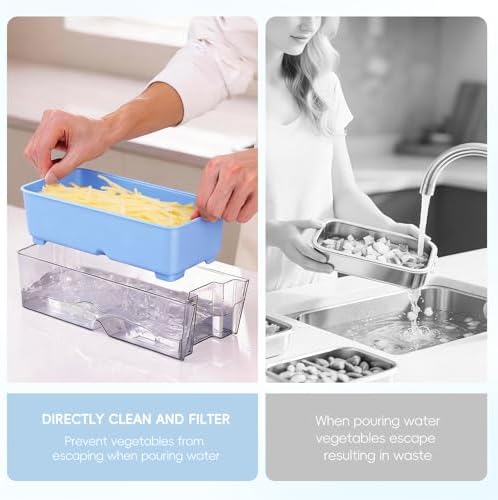 ONCE FOR ALL Safe Mandoline Slicer Pro, Food Slicer with Container, Blue