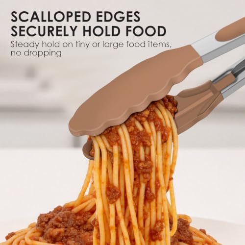 HOTEC Stainless Steel Kitchen Tongs with Silicone Tips, Set of 3-7",9" &12"