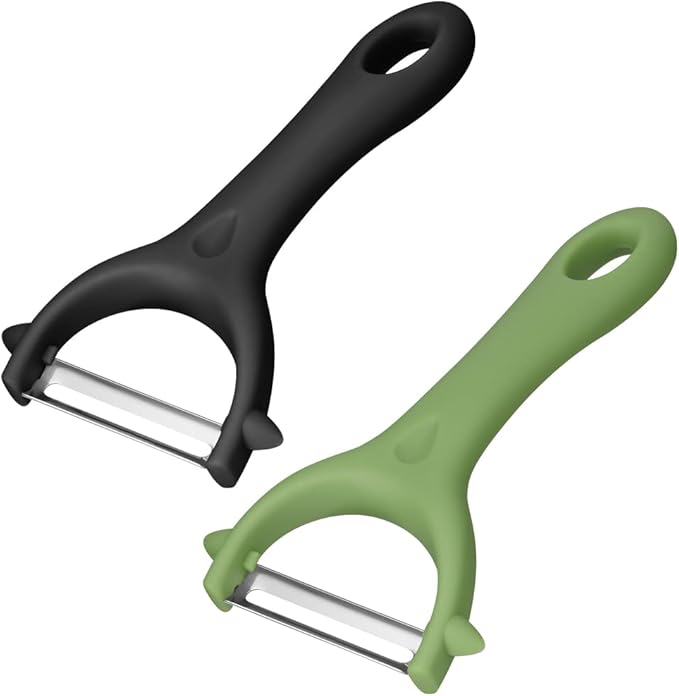 AUAUY 2PCS Potato Peeler, Y-Shaped Swivel Vegetable Peeler, Fruit Peeler for Kitchen, Non-Slip Grip Peeler, Ergonomic Handle Sharp Blade Stainless Steel Peeler(Green, Black)