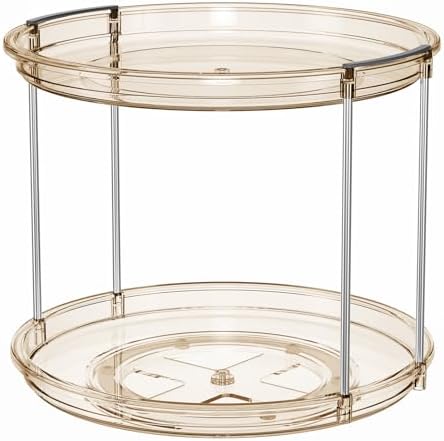 LAMU 2 Tier Lazy Susan Turntable Organizer 9.25'' Rotating Spice Rack Organization for Cabinet, Kitchen, Pantry, Countertop, Bathroom, Vanity, Medicine Cabinet Organizer, Amber