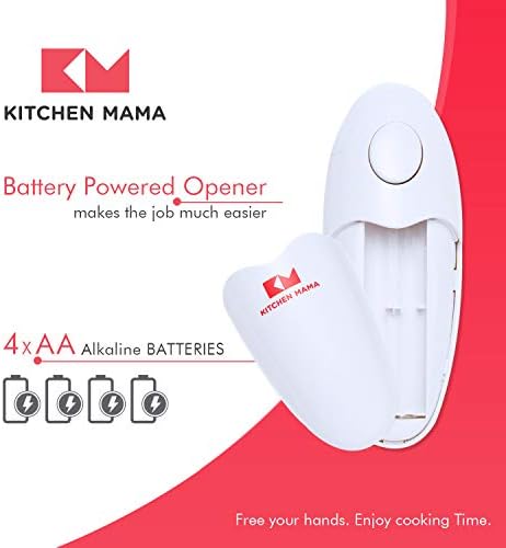 Kitchen Mama Auto Electric Can Opener, Battery Operated, White