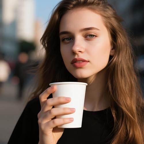 RACETOP 8 oz 300 Pack Disposable Paper Coffee Cups, Disposable Paper Cups, Hot Coffee Cups for Office, Party, Home