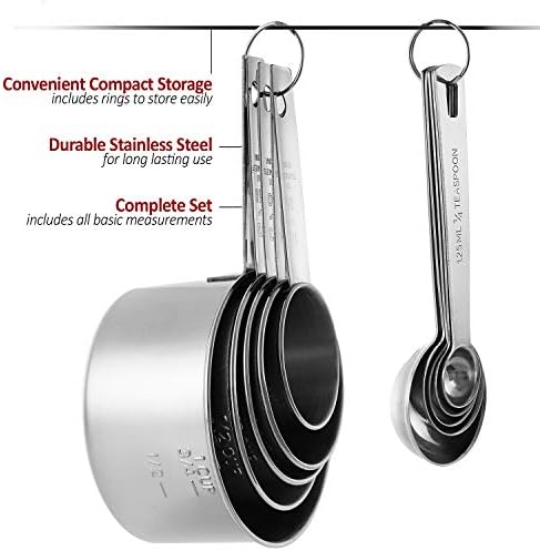 Laxinis World Stainless Steel Measuring Cups and Spoons Set, 10-Piece