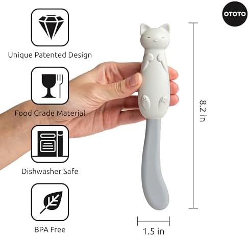 OTOTO Jar Scraper Spatula - Silicone Scraper, Cute Kitchen Accessories, Unique Fun Cooking Kitchen Gadgets for Foodies - BPA-free & 100% Food Safe (Mary Cat)