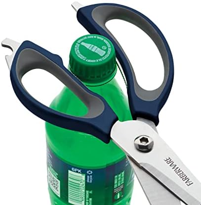 Farberware 4-in-1 Kitchen Scissors with Sheath, Navy and Grey