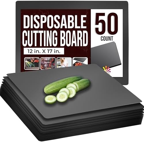 Disposable Cutting Boards for Kitchen 50 Count Black Cutting Board 12 Inch X 17.5 Inch Flexible Cutting Boards For Kitchen ~ Patent Pending ~ Recyclable Disposable Cutting Board Sheets By Crown