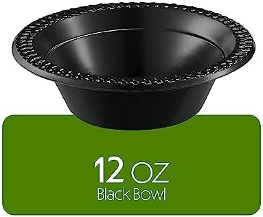 PLASTICPRO 800 PCS Black Plastic Bowls Light Weight 12 oz Plastic Soup Bowls Black Salad Plates Disposable for Party and Wedding