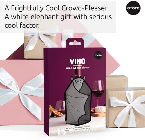 OTOTO Vino Wine Cooler Sleeve - Bat Cooler Sleeve for Wine Bottles & Glass Bottles, Reusable Bottle Cooler Sleeve, Halloween Spooky Gifts, Gothic Gifts, Unique Kitchen Gadgets