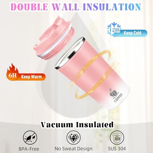 17oz Insulated Travel Coffee Mug with Flip Lid – Leakproof Stainless Steel Insulated Coffee Tumblers, Reusable Coffee Cup for Hot & Cold Drinks, Perfect for Camping & On-the-Go