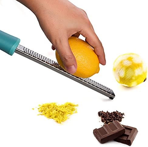 8-Inch Lemon Zester & Cheese Grater, 18/8 Stainless Steel, Blue