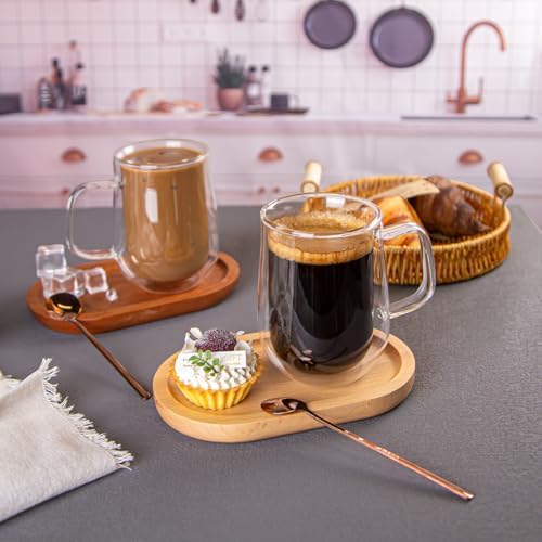 Double Walled Glass Coffee Mugs, 12 OZ, Set of 2