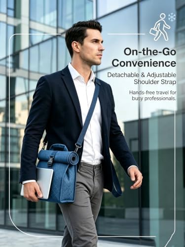 ZM-YOUTOO Insulated Foldable Lunch Bag- Lightweight Portable with Adjustable Shoulder Strap Lunch Box for Men, Women, Office, Work, Picnic, Hiking and Beach (Denim Blue(Hard Fabric))