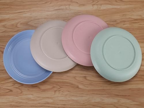 7 Inches Small Unbreakable Wheat Straw Plates - Reusable Plate Sets of 6 - Dishwasher & Microwave Safe - Healthy, BPA Free & Eco-Friendly (7 Inches/6Color)