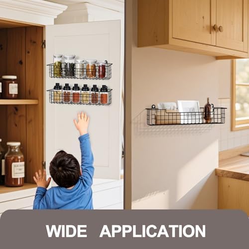 Wall Mounted Spice Rack Organizer, 2 Pack, Black