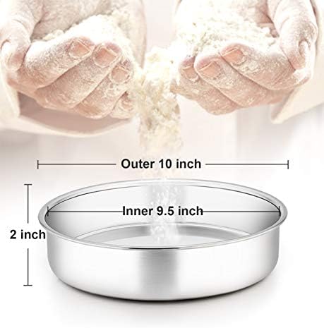 TeamFar 9½ Inch Cake Pan, 3 Pcs Stainless Steel Round Tier Cake Pans Set