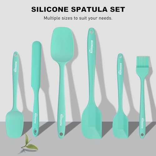 NileHome 6 Pieces Silicone Spatula Set with Silicone Brush,Turquoise
