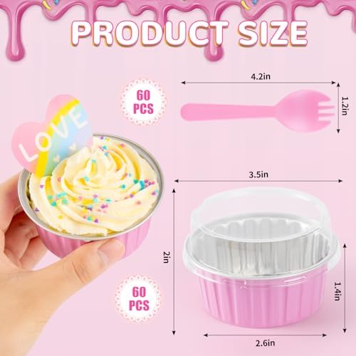 60Pcs Mini Loaf Cake Pans with Lids and Spoons