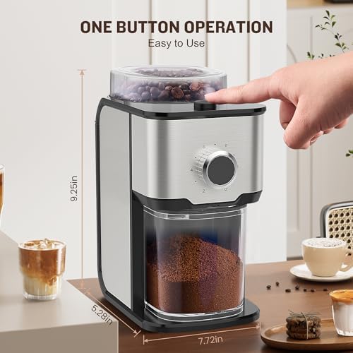 AYCHIRO Burr Coffee Grinder, Adjustable Coffee Bean Grinder Electric with 14 Grinding Settings,2-12 Cups for Espresso, Drip Coffee and French Press