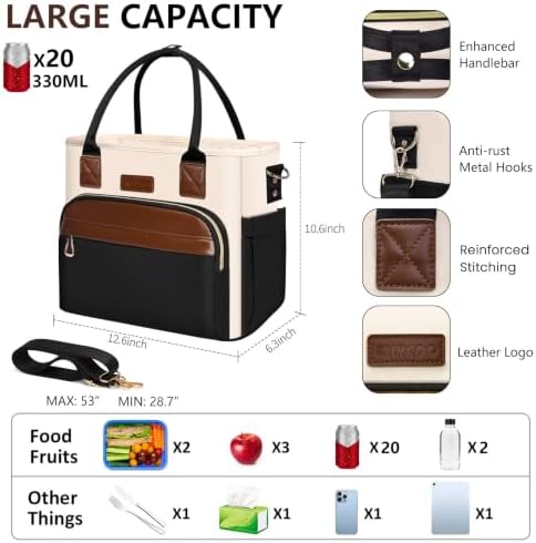MIYCOO Insulated Lunch Bag Women, Large Tote Lunch Box for work, 18L