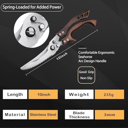 Dream Reach Heavy Duty Poultry Shears, Serrated Spring Loaded Kitchen Shear