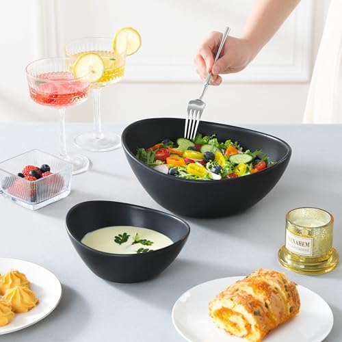 MALACASA 2 Tier Chip and Dip Serving Set with Metal Stand,Ceramic Appetizer Bowls for Party, Multi-Use Food Display for Fruits, Snacks,Black Elegant Tiered Serving Dishes for Party