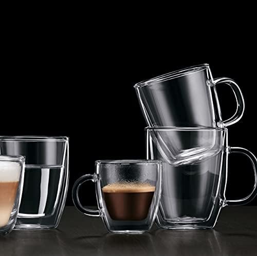 Bodum 5oz Bistro Double Wall Espresso Mug, High-Heat Borosilicate Glass, Set of 2, Clear, 5oz (Pack of 4)
