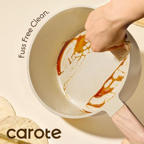 CAROTE Ceramic Nonstick 1.5Qt & 2.5Qt Sauce Pan Sets with Lid