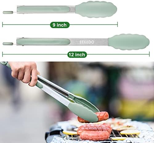 Tongs for Cooking, Stainless Steel Kitchen Tongs with Silicone Tips