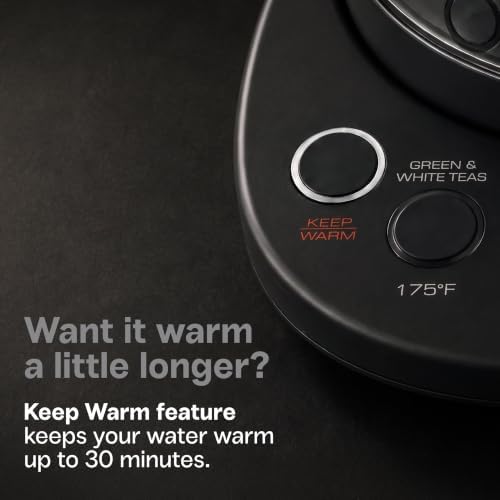 Viante Alba Electric Tea Kettle With Infuser, No Plastic, 1.5L, Black
