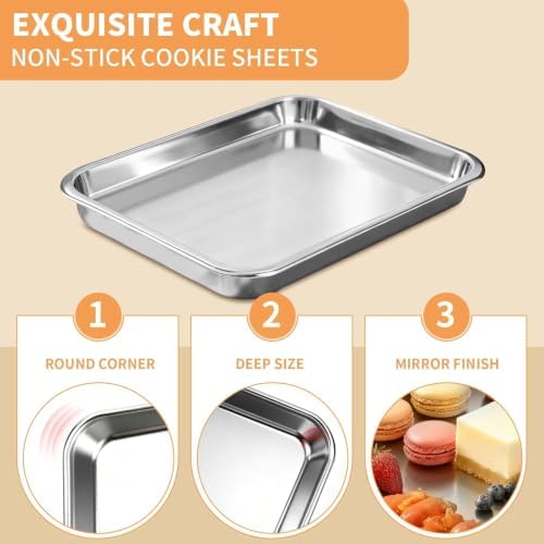Baking Sheet Set of 2, Stainless Steel Cookie Sheets for Baking, 18 x 13 Inch Thicker Large Baking Pans Oven Tray, Warp Resistant Nonstick Half Sheet Pan, Nontoxic & Heavy Duty