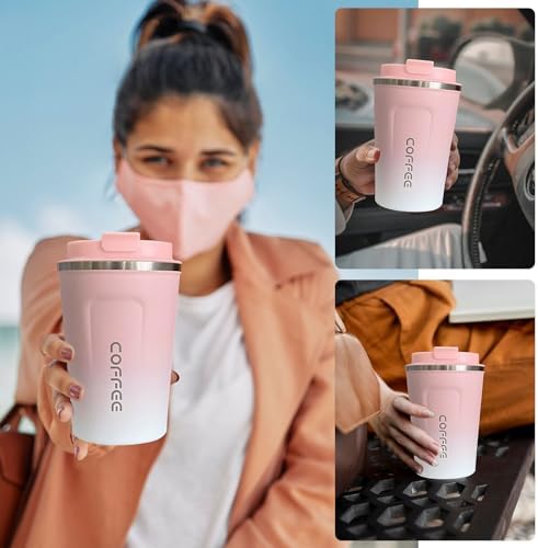 Insulated Travel Coffee Mug, Stainless Steel Coffee Cup with Leakproof Lid