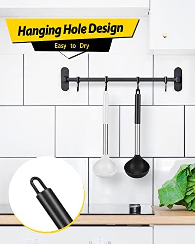 BUNDLEPRO Silicone Soup Ladle Spoon Kitchen Utensils, 2 Pack, Black-White
