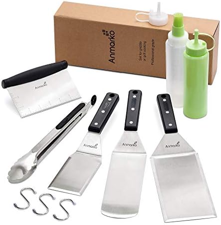 Metal Spatula Set - Griddle Accessories kit - Grill Flat Spatula Pancake Flipper Hamburger Turner - Metal Utensil great for BBQ Grill Flat Top - Cast Iron Griddle Accessories - Commercial Grade