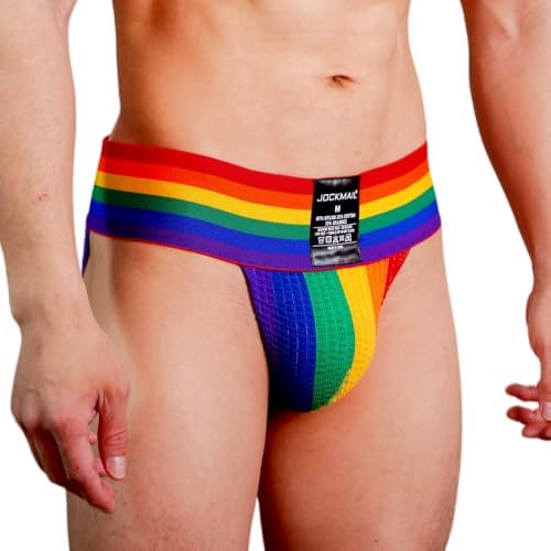 JOCKMAIL Mens Briefs Jockstrap Athletic Supporter Men Jockstrap Rainbow Men Sport Underwear Jockstrap for Gym Sport